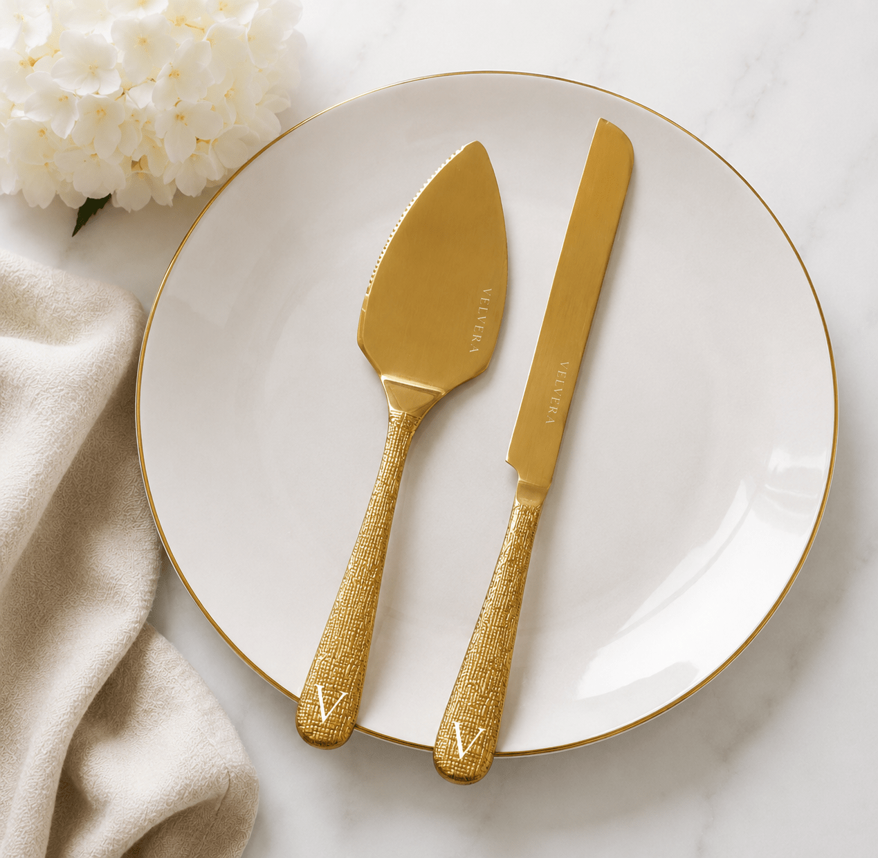 Velvera® Gold Dessert Serving Set | Premium Cake Server & Knife - Velvera Warm