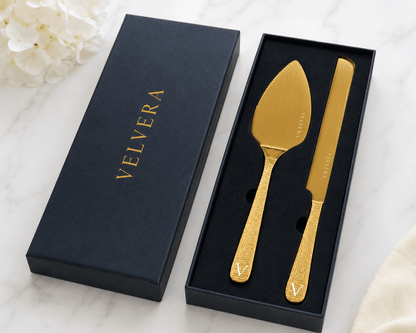 Velvera® Gold Dessert Serving Set | Premium Cake Server & Knife - Velvera Warm